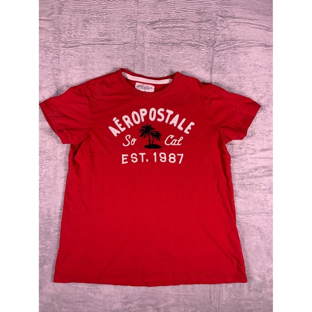 Aeropostale So Cal Est. 1987 Palm Tree Men's T-Shirt L Red Graphic Tee Shirt